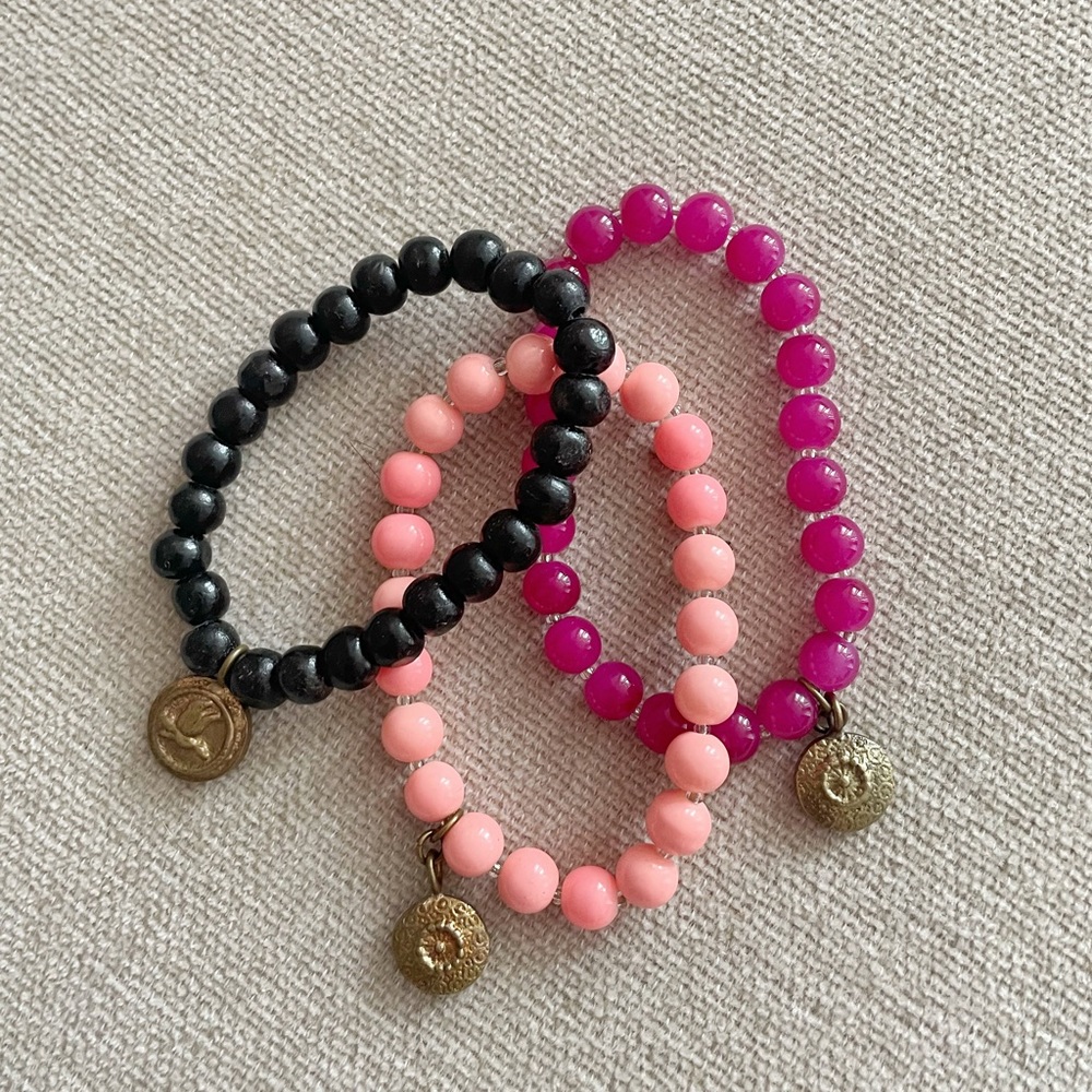 Handmade Bracelet Set With Vintage Brass Charm